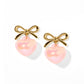 Ruthie Bow and Heart Earring - Pink