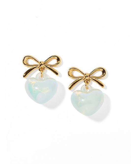 Ruthie Bow and Heart Earring - Blue