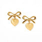 Ruthie Bow and Heart Earring - Gold
