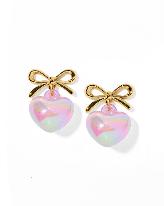 Ruthie Bow and Heart Earring - Purple