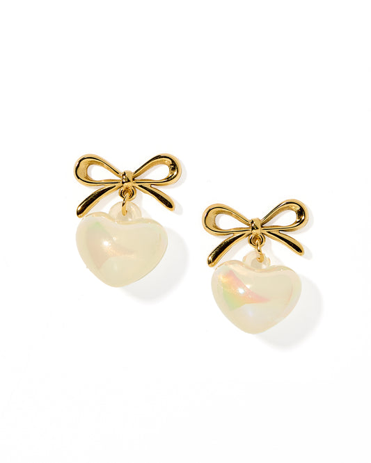 Ruthie Bow and Heart Earring - Iridescent