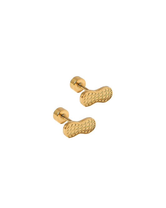 Screwback Stud Earrings - Peanut Gold