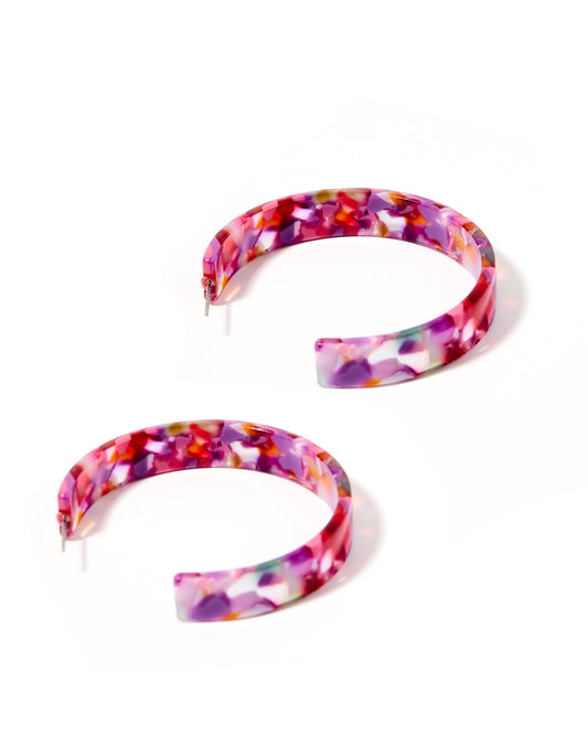 Ashley Medium Hoop Earrings - Pink Multi
