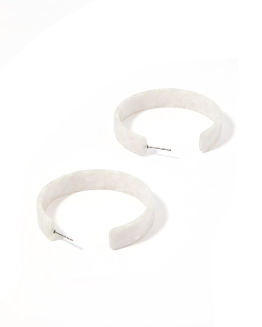 Ashley Medium Hoop Earrings - White Shell