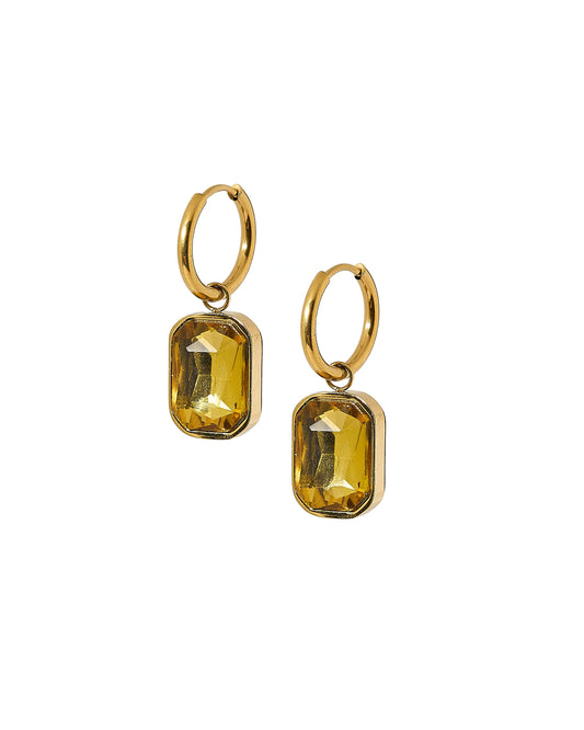 Linny Co Diana Huggie Charm Earring with Stone Charm