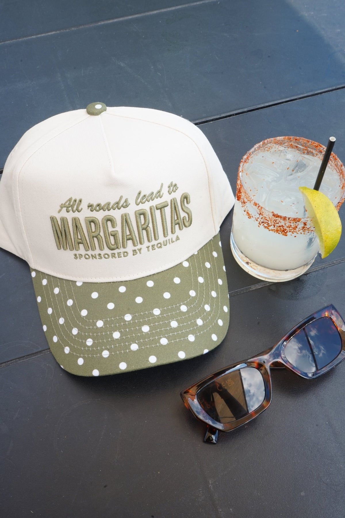 All Roads Lead to Margaritas - Green Polka Dot Trucker Hat - Shop LINNY CO