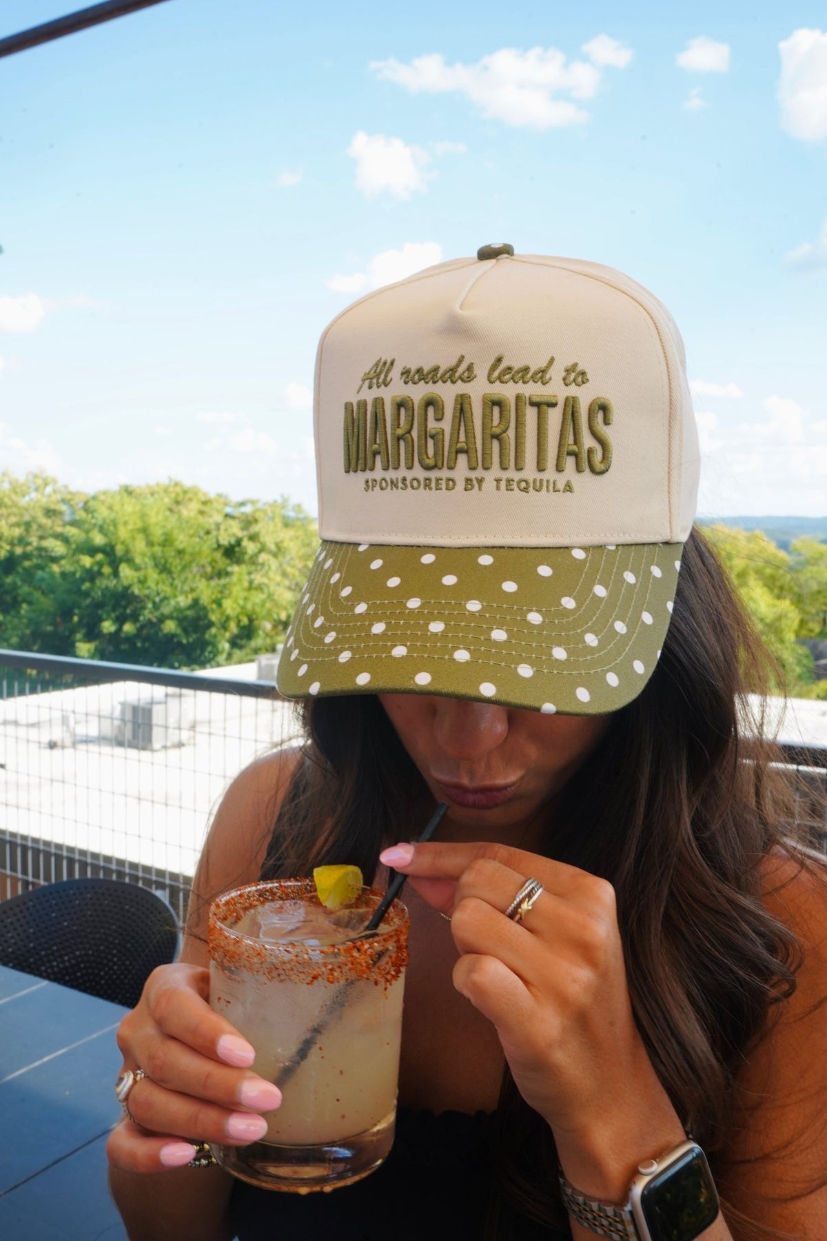 All Roads Lead to Margaritas - Green Polka Dot Trucker Hat - Shop LINNY CO