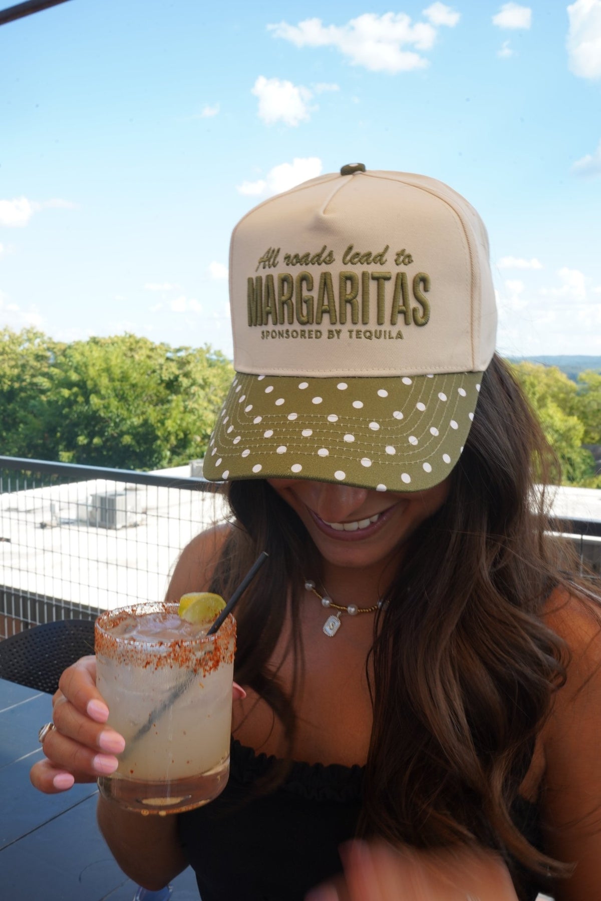 All Roads Lead to Margaritas - Green Polka Dot Trucker Hat - Shop LINNY CO