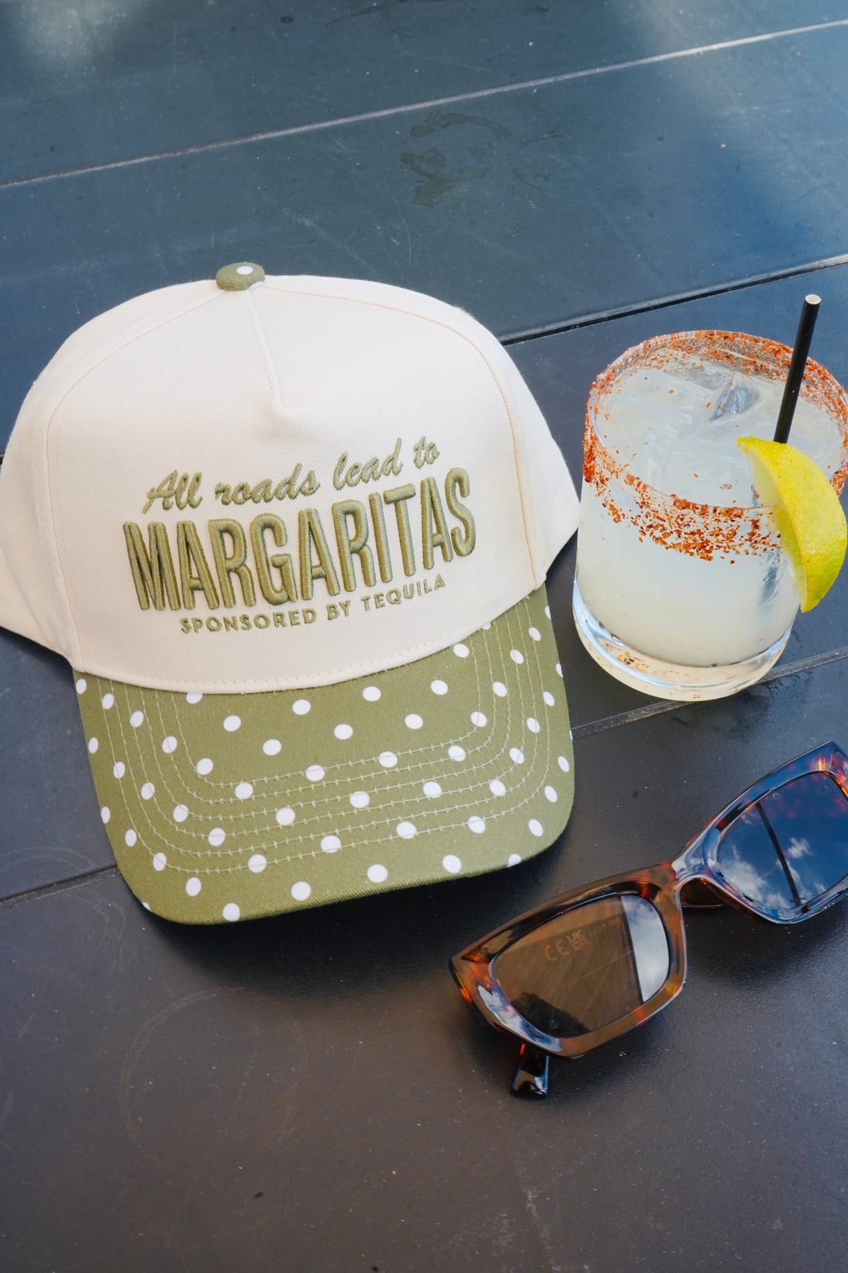All Roads Lead to Margaritas - Green Polka Dot Trucker Hat - Shop LINNY CO