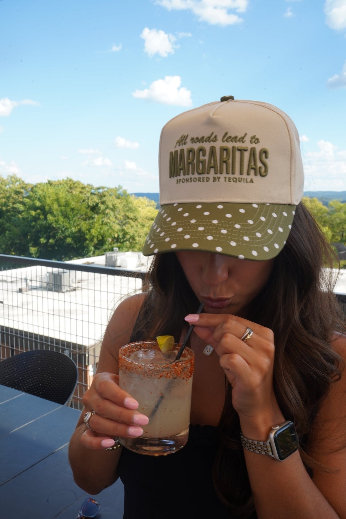 All Roads Lead to Margaritas - Green Polka Dot Trucker Hat - Shop LINNY CO