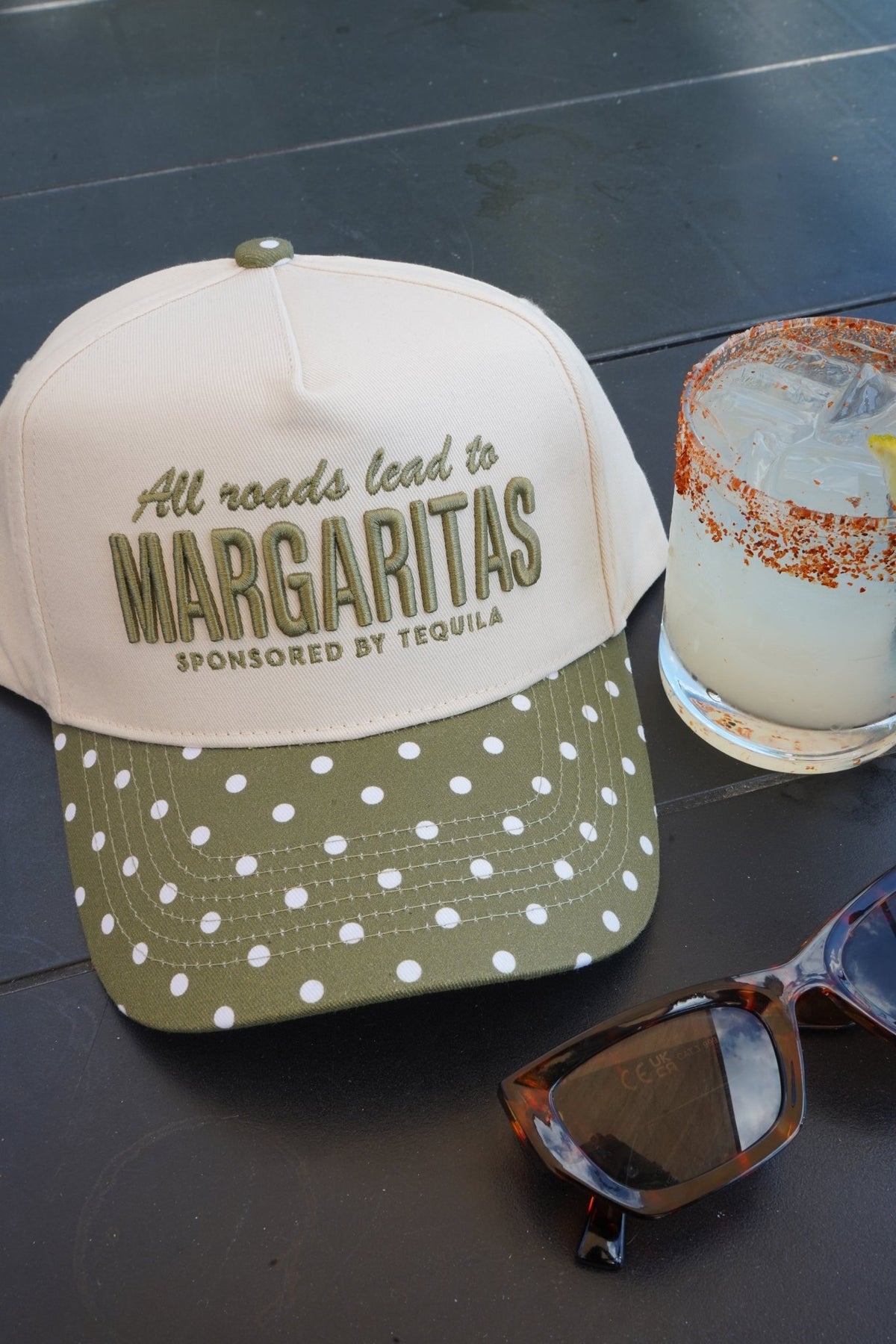 All Roads Lead to Margaritas - Green Polka Dot Trucker Hat - Shop LINNY CO