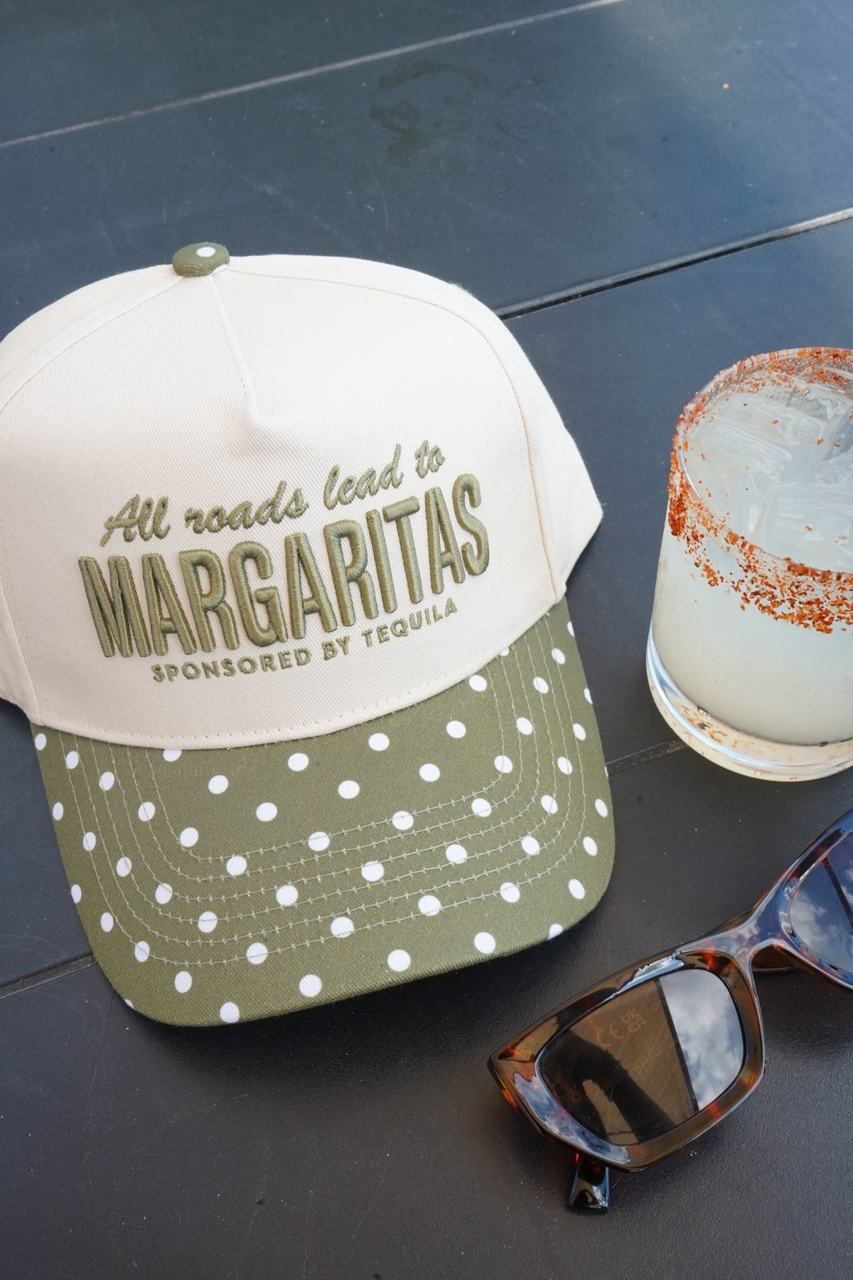 All Roads Lead to Margaritas - Green Polka Dot Trucker Hat - Shop LINNY CO