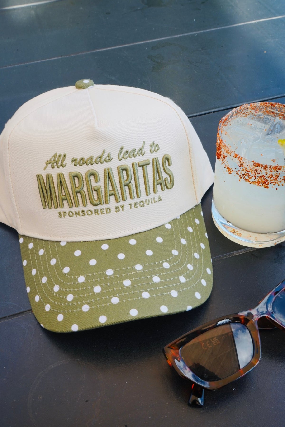 All Roads Lead to Margaritas - Green Polka Dot Trucker Hat - Shop LINNY CO