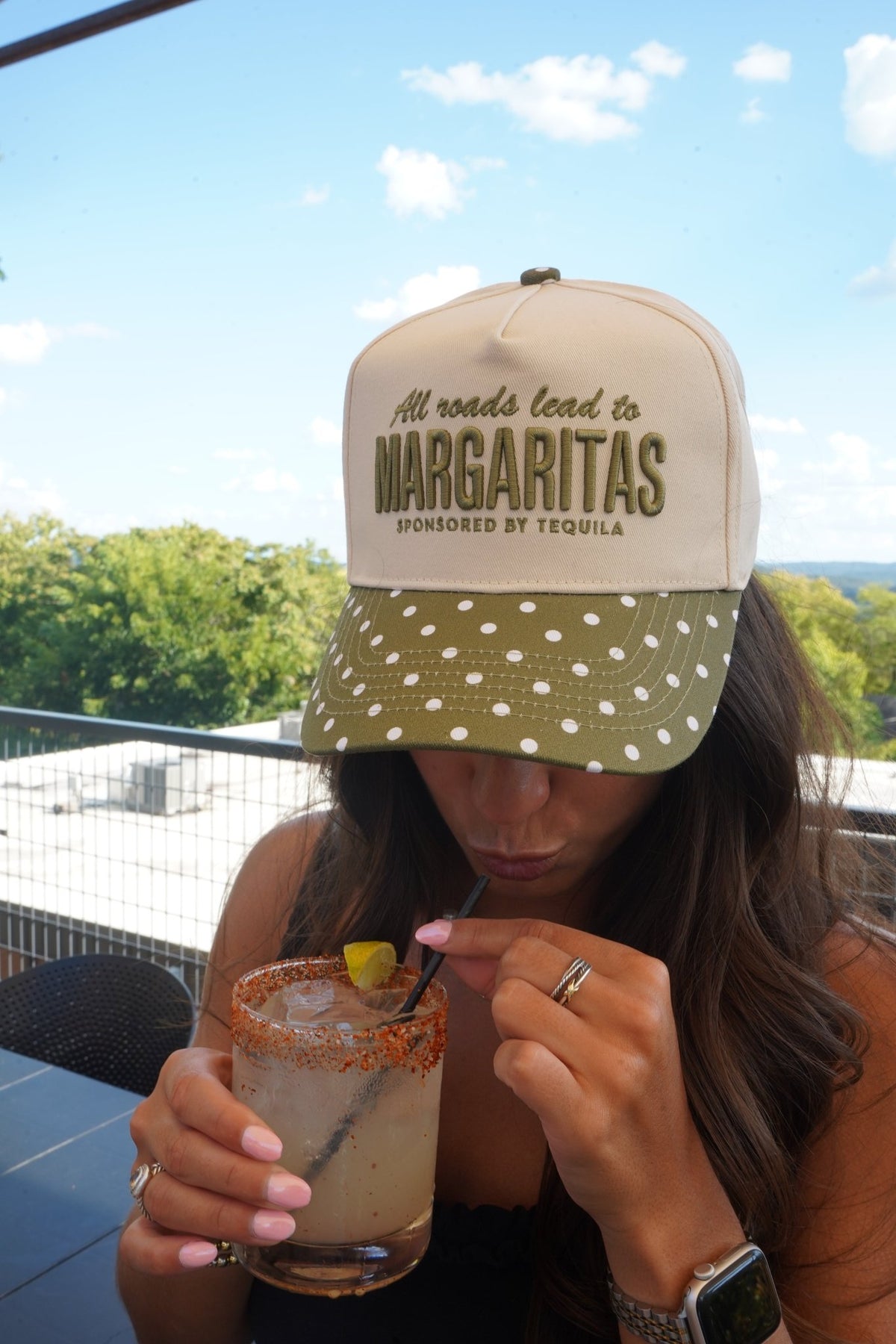 All Roads Lead to Margaritas - Green Polka Dot Trucker Hat - Shop LINNY CO