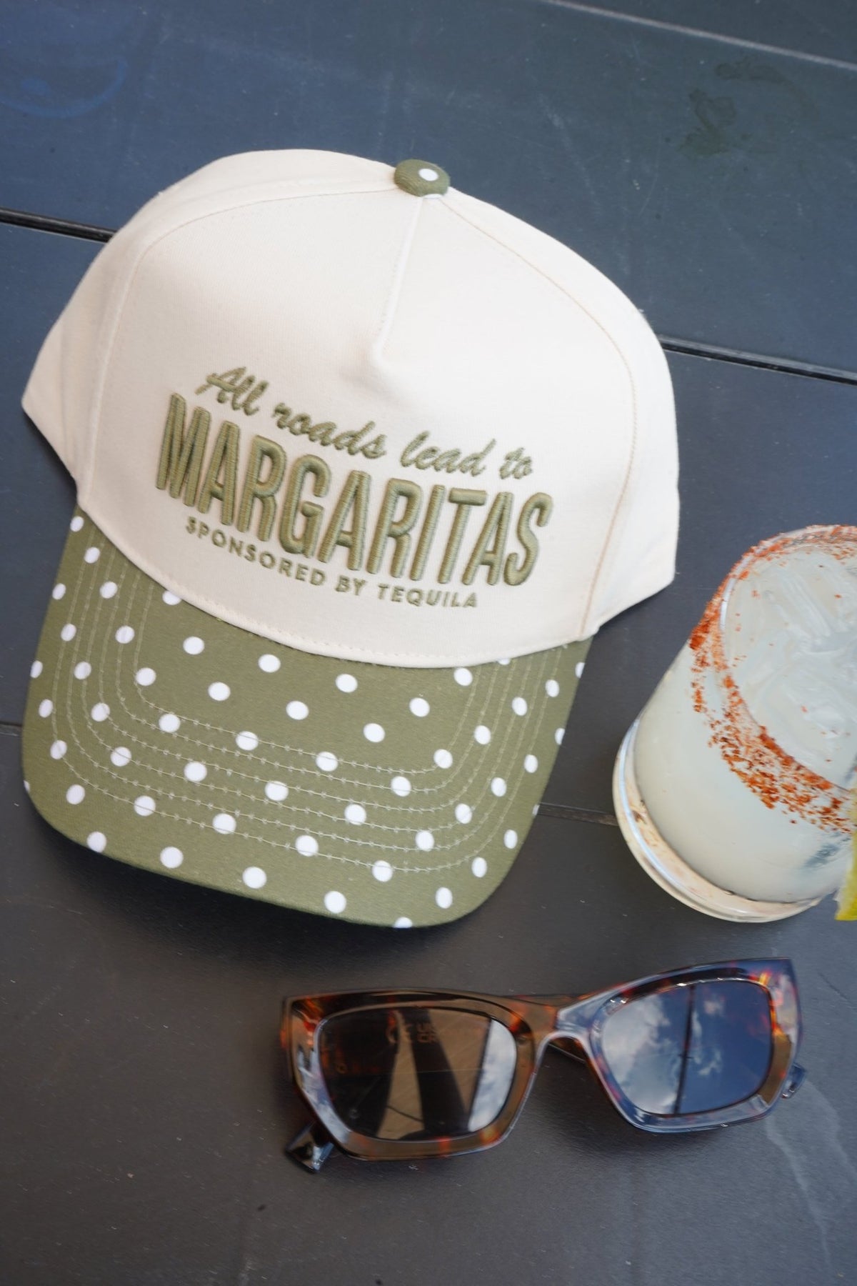 All Roads Lead to Margaritas - Green Polka Dot Trucker Hat - Shop LINNY CO