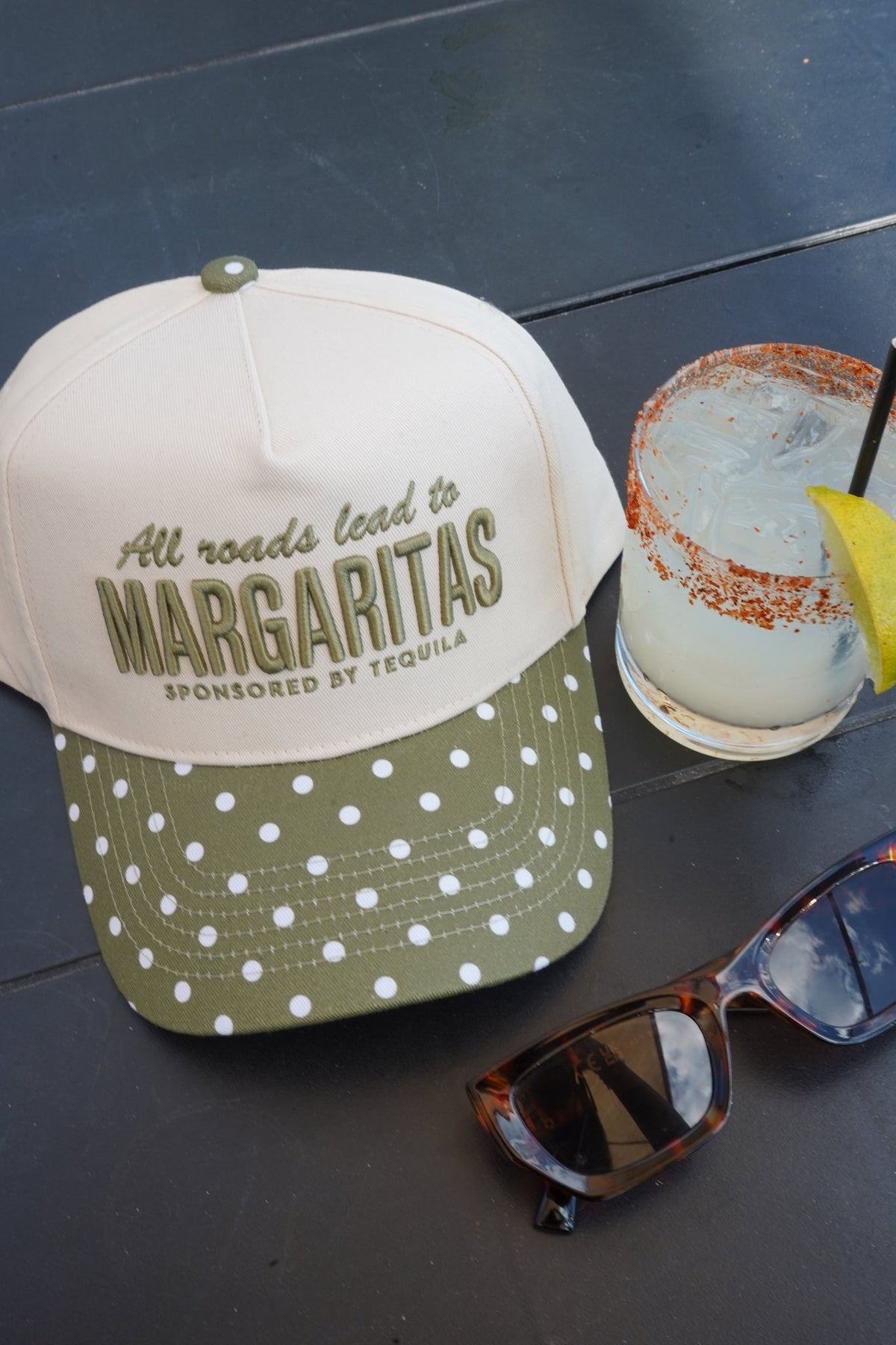 All Roads Lead to Margaritas - Green Polka Dot Trucker Hat - Shop LINNY CO