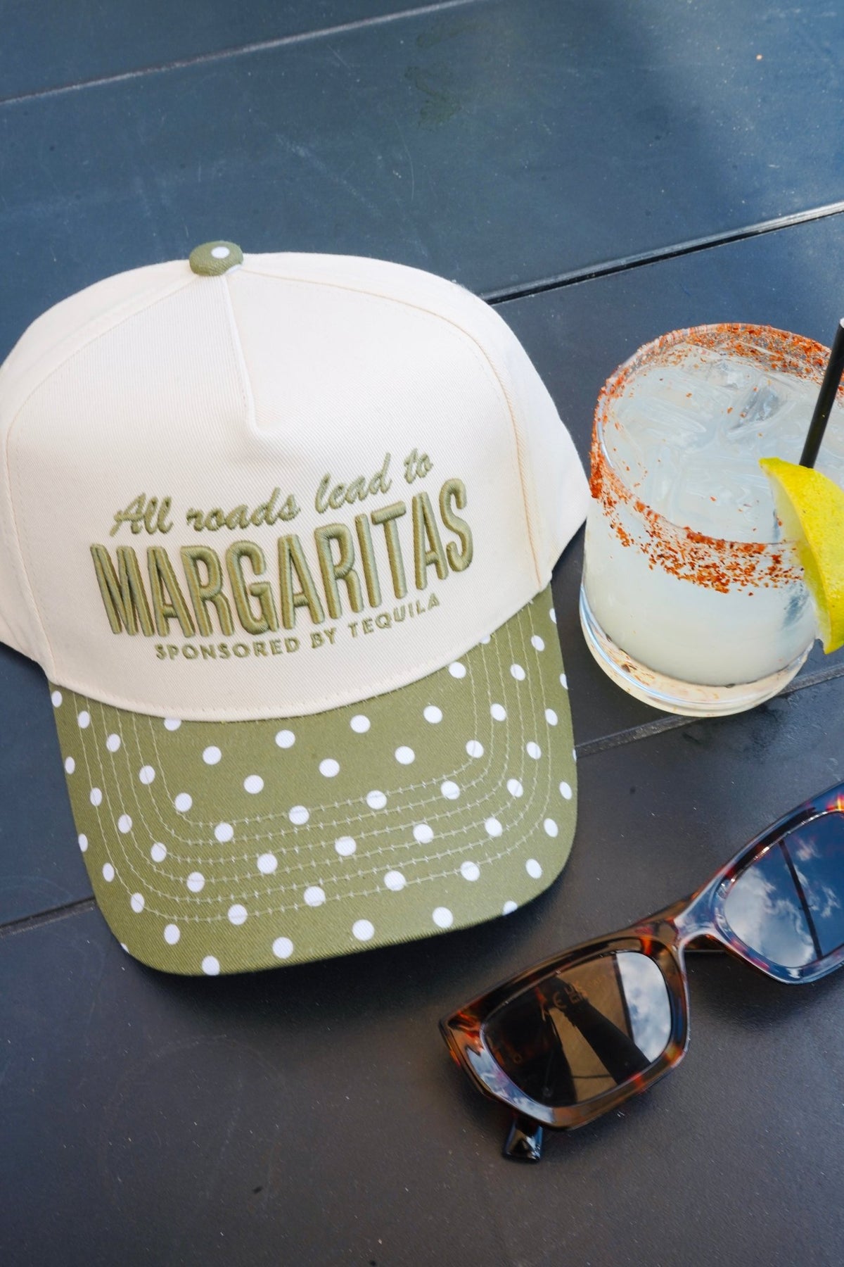 All Roads Lead to Margaritas - Green Polka Dot Trucker Hat - Shop LINNY CO