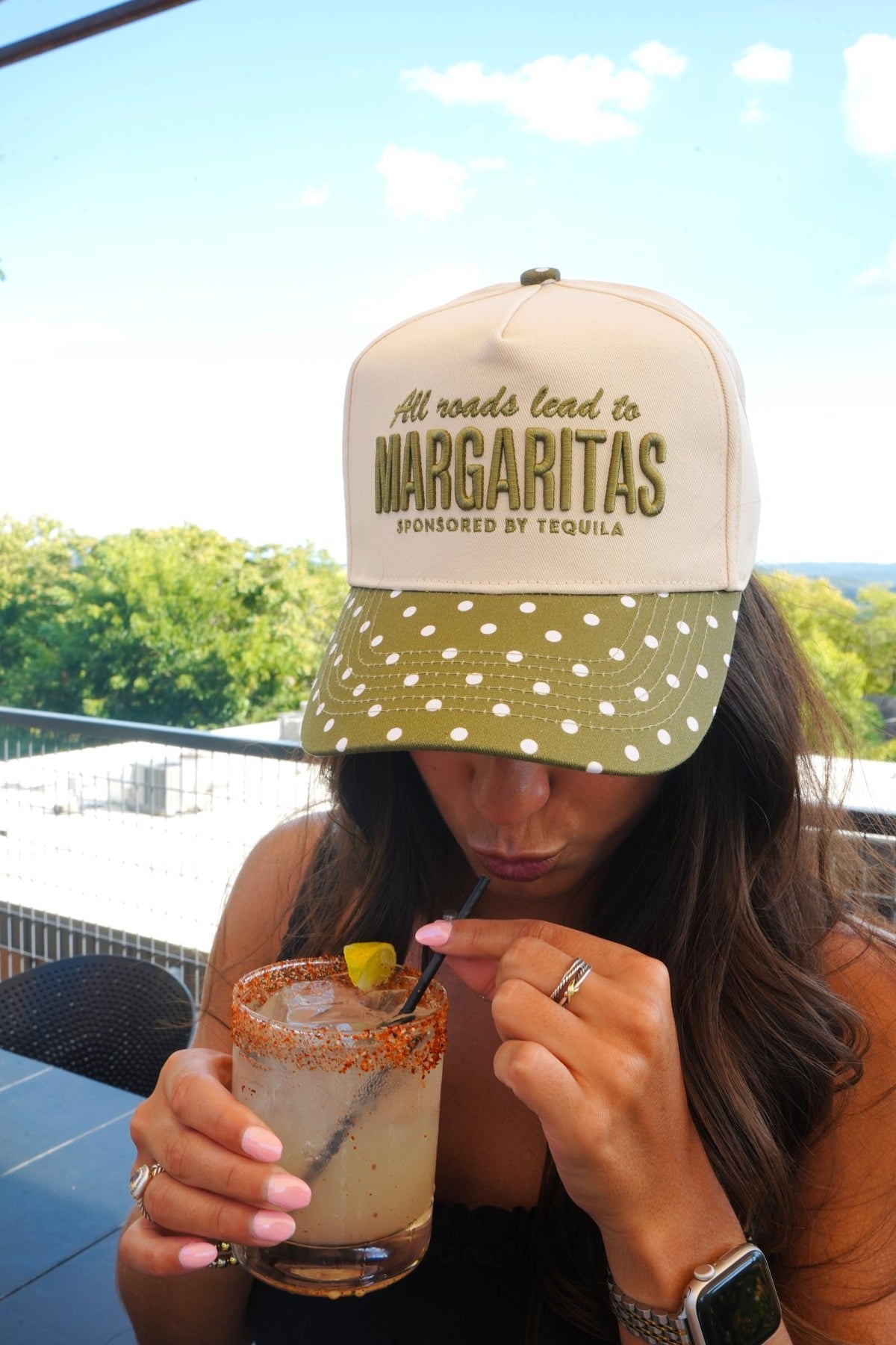 All Roads Lead to Margaritas - Green Polka Dot Trucker Hat - Shop LINNY CO