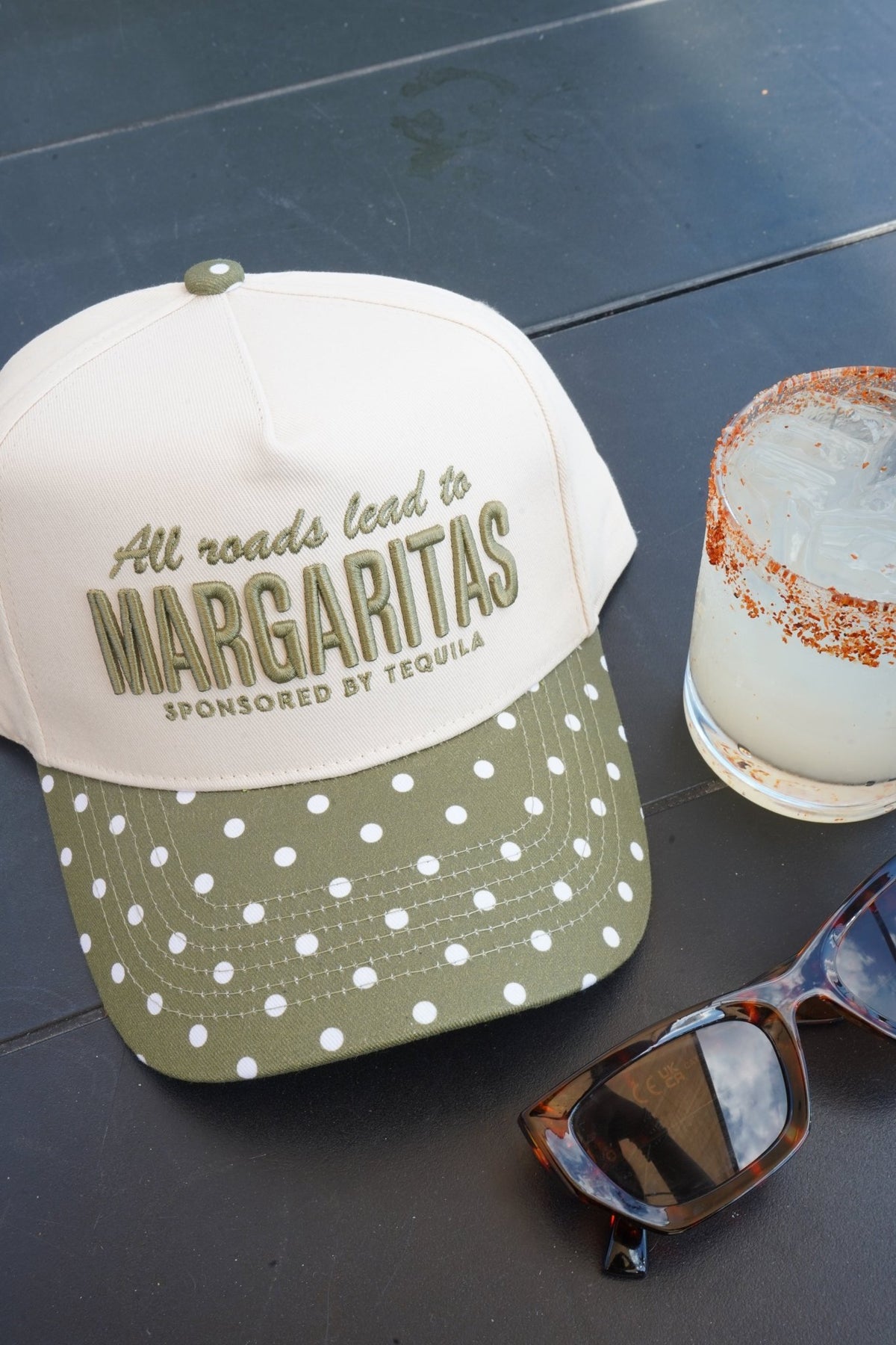 All Roads Lead to Margaritas - Green Polka Dot Trucker Hat - Shop LINNY CO