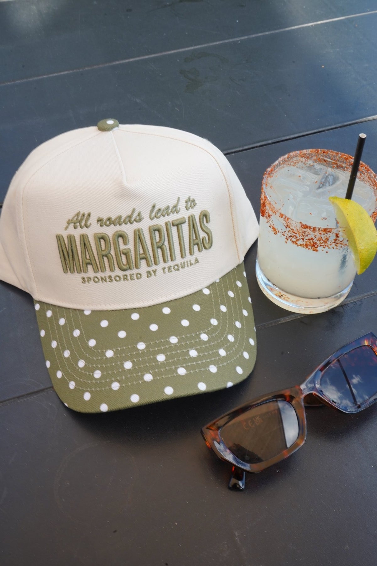 All Roads Lead to Margaritas - Green Polka Dot Trucker Hat - Shop LINNY CO