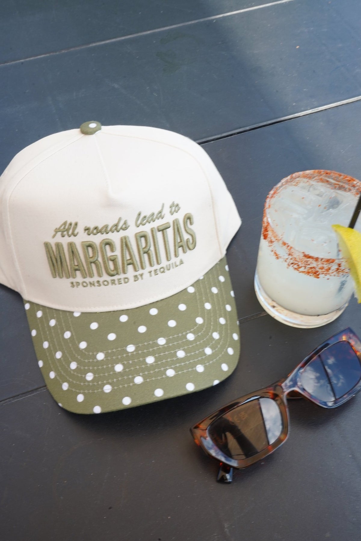 All Roads Lead to Margaritas - Green Polka Dot Trucker Hat - Shop LINNY CO