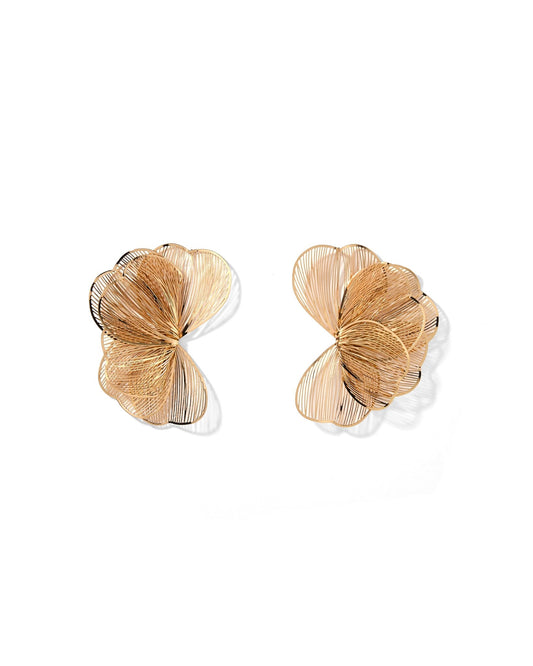 Amanda Flower Statement Earrings - Gold - Shop LINNY CO
