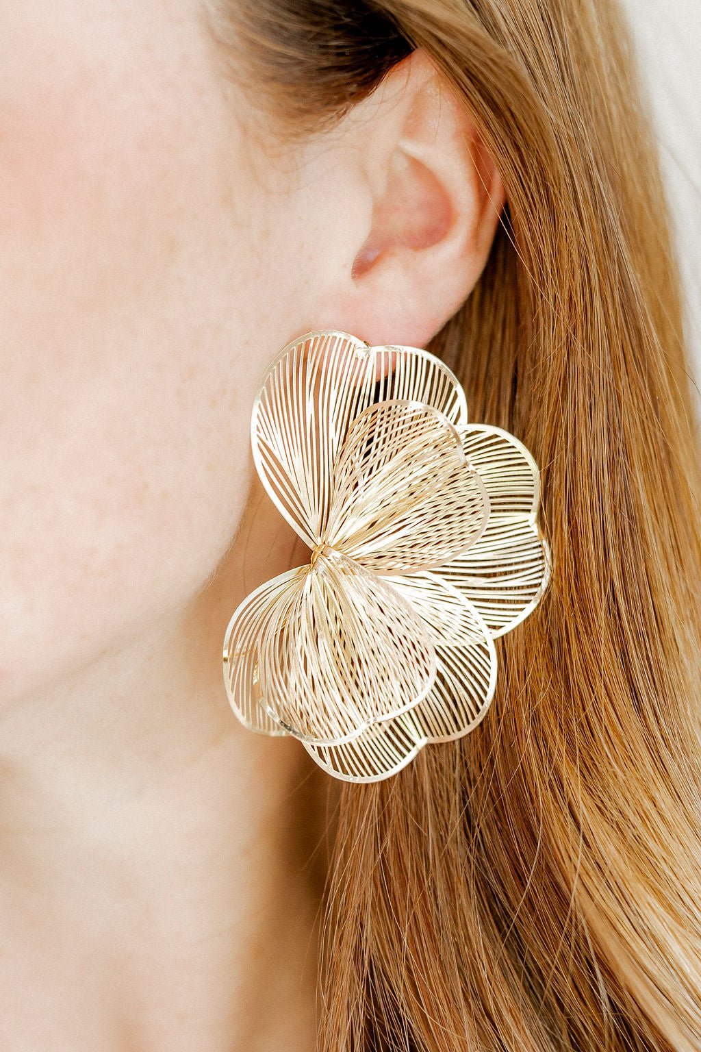 Amanda Flower Statement Earrings - Gold - Shop LINNY CO