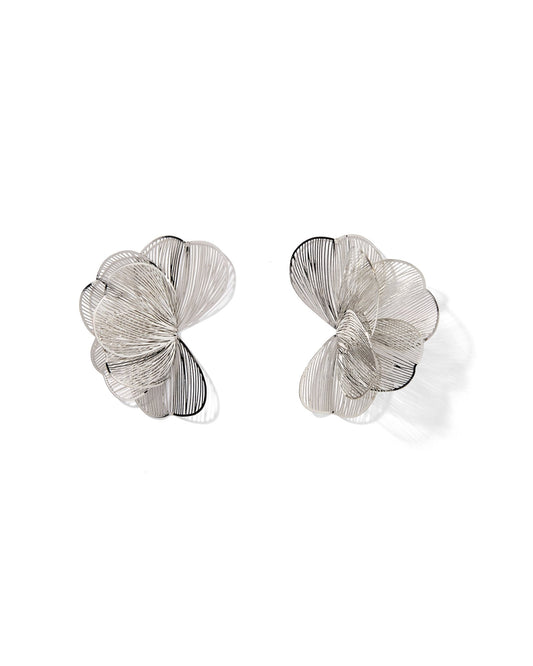 Amanda Flower Statement Earrings - Silver - Shop LINNY CO