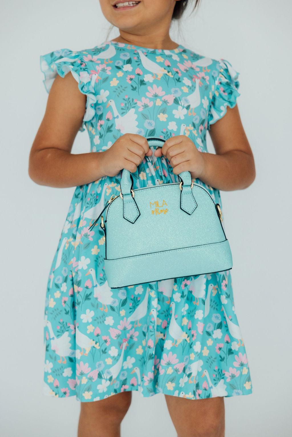 Aqua Glitter Girl's Crossbody Purse - Shop LINNY CO