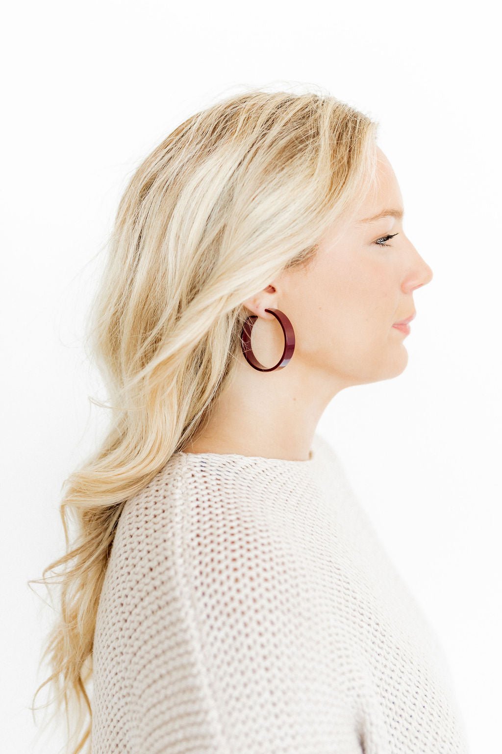 Ashley Medium Hoop Earrings - Maroon - Shop LINNY CO