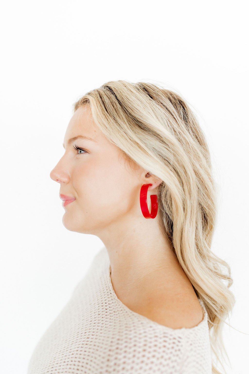Ashley Medium Hoop Earrings - True Red - Shop LINNY CO