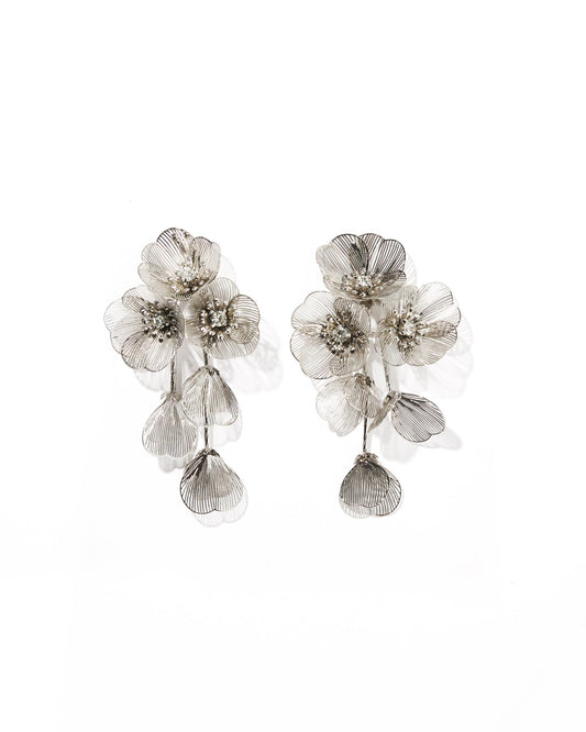 Audrey Flower Statement Earring - Silver - Shop LINNY CO