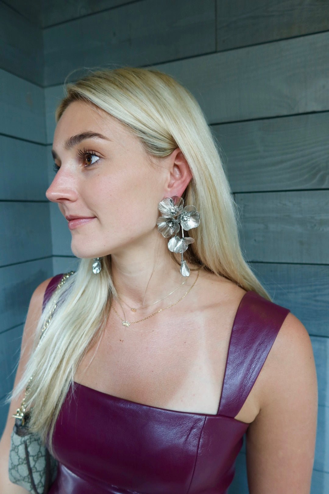 Audrey Flower Statement Earring - Silver - Shop LINNY CO