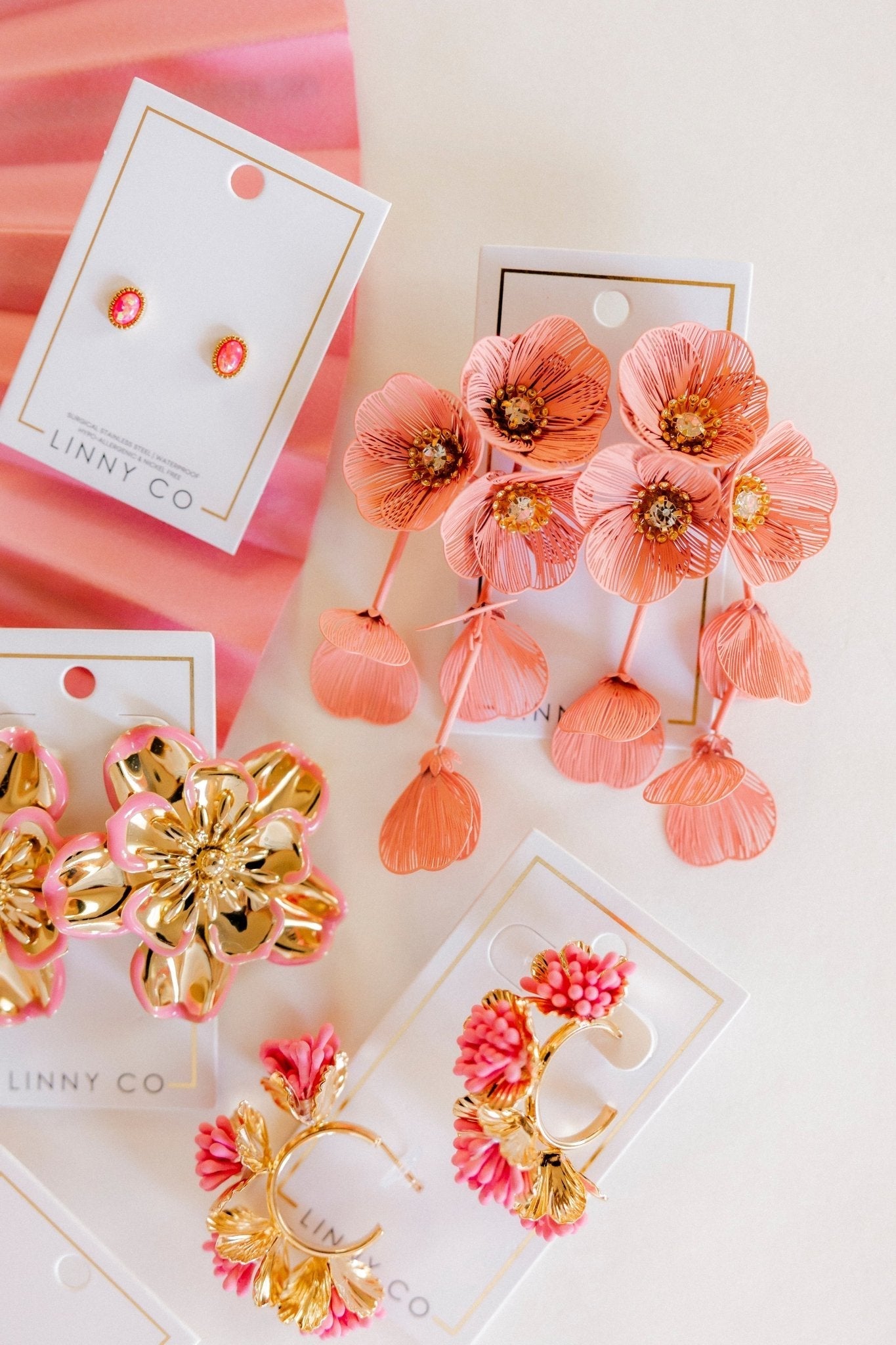 Audrey Flower Statement Earrings - Dusty Pink - Shop LINNY CO