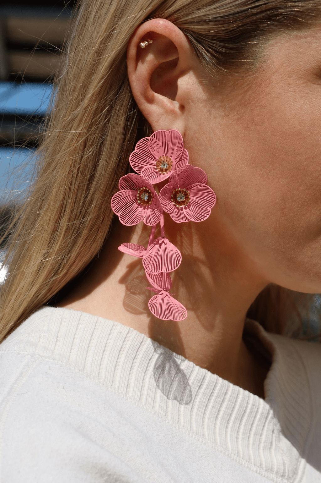 Audrey Flower Statement Earrings - Dusty Pink - Shop LINNY CO