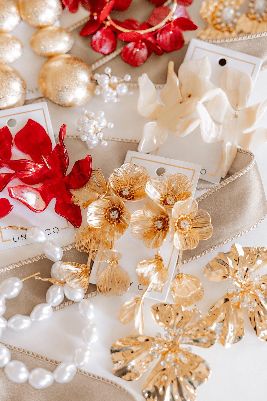 Audrey Flower Statement Earring - Gold - Shop LINNY CO