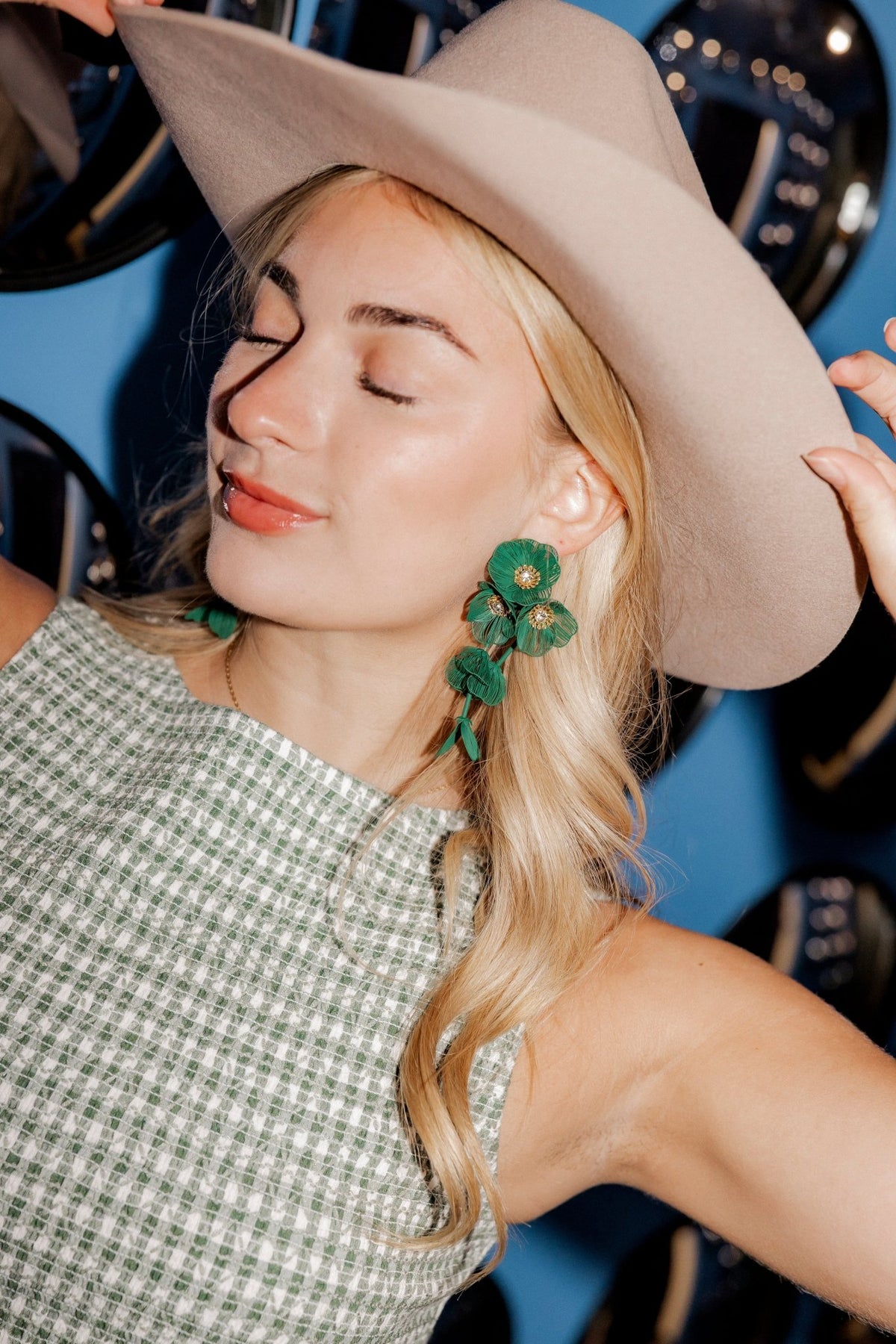 Audrey Flower Statement Earrings - Green - Shop LINNY CO