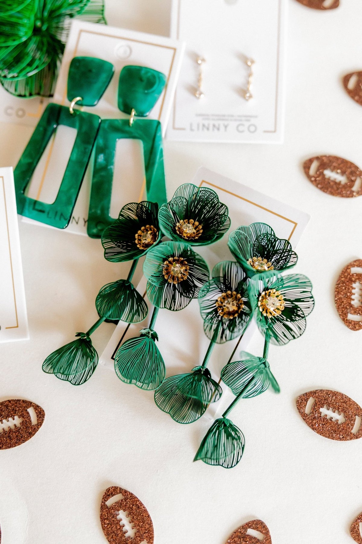 Audrey Flower Statement Earrings - Green - Shop LINNY CO