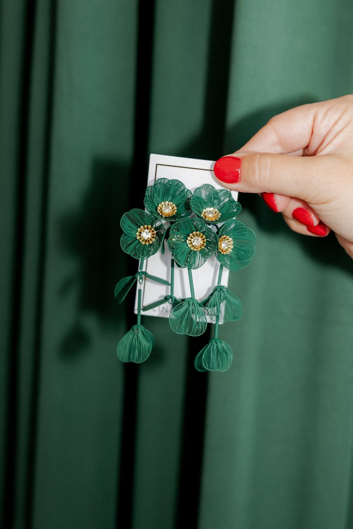 Audrey Flower Statement Earrings - Green - Shop LINNY CO
