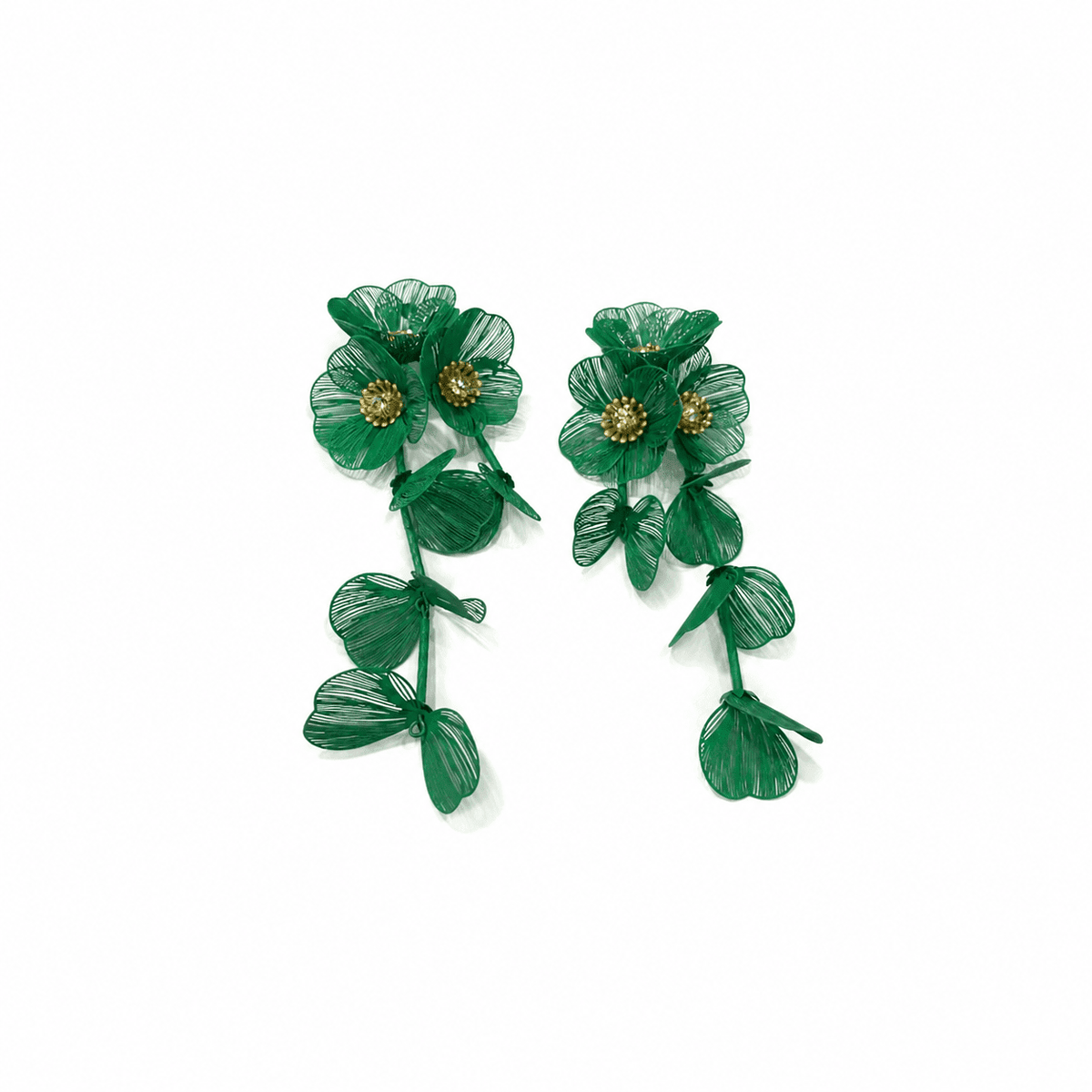 Audrey Flower Statement Earrings - Green - Shop LINNY CO