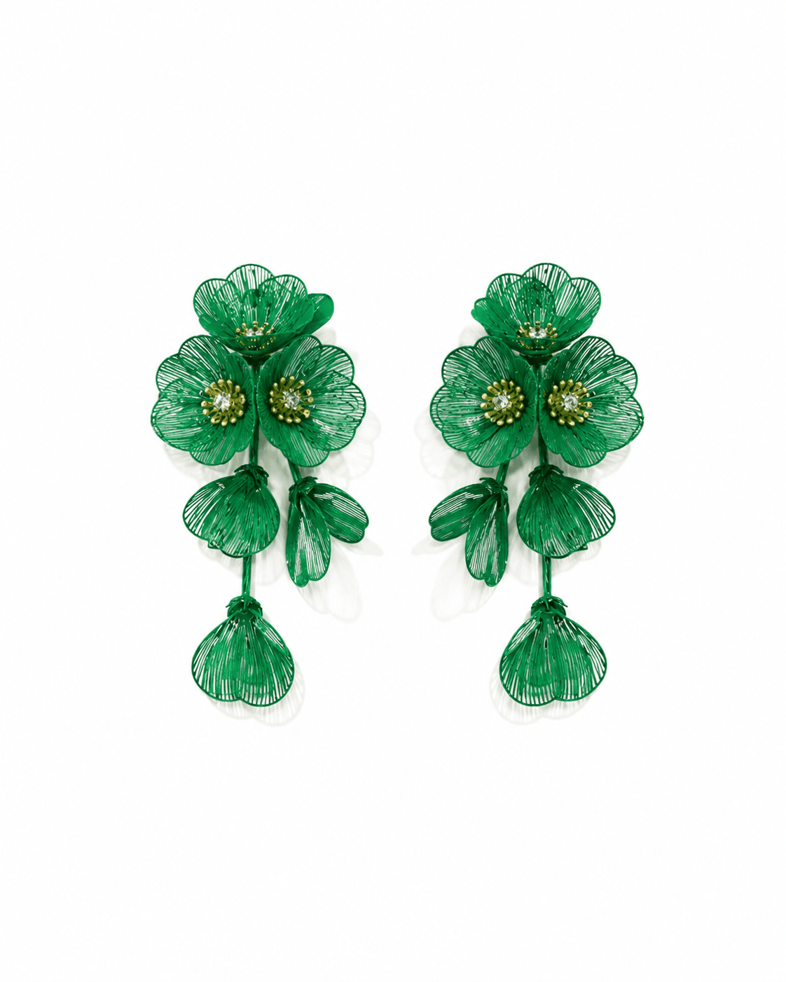 Audrey Flower Statement Earrings - Green - Shop LINNY CO