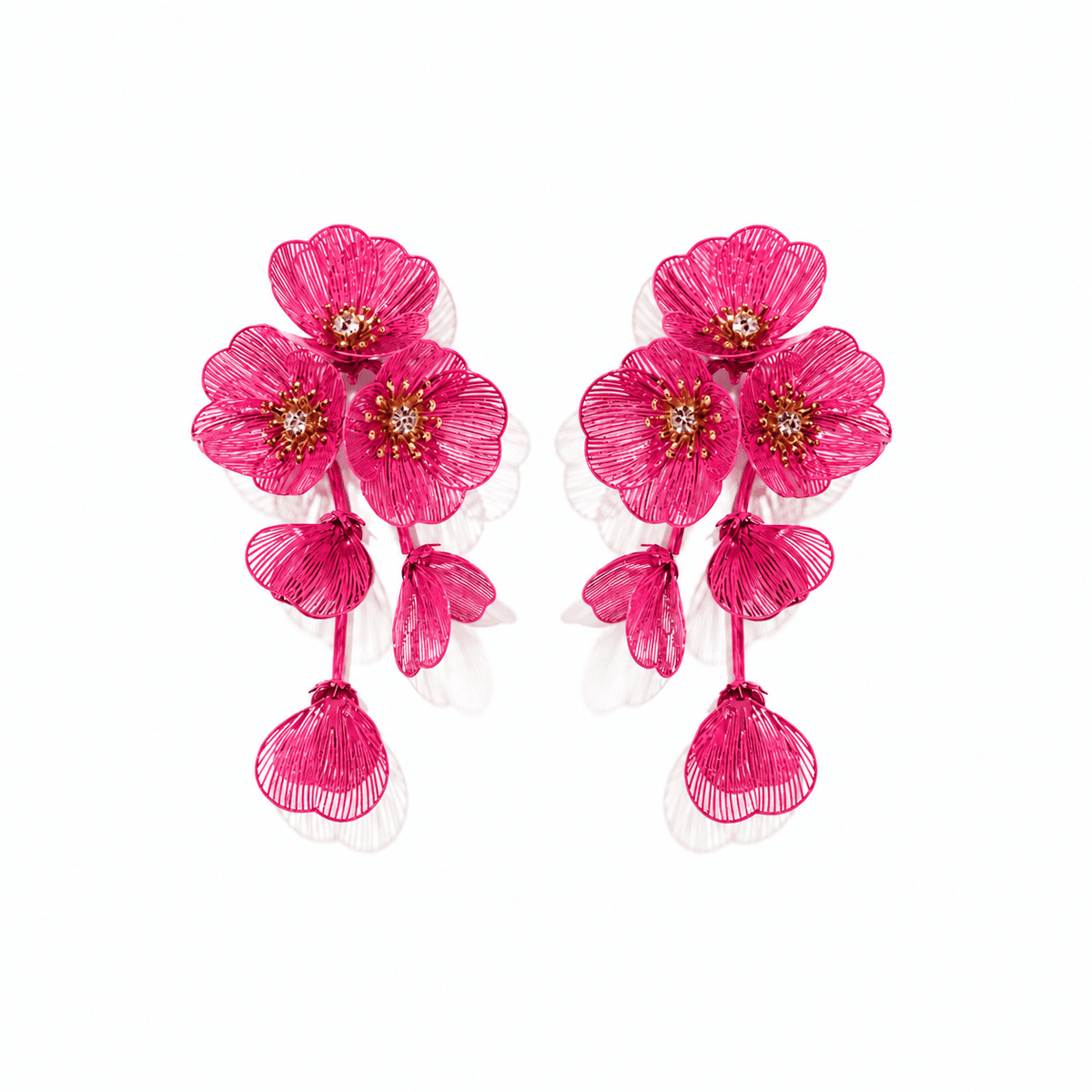 Audrey Flower Statement Earrings - Hot Pink - Shop LINNY CO