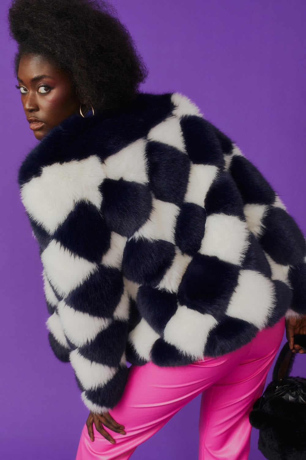 Avril - Faux Fur Diamond Coat - Shop LINNY CO