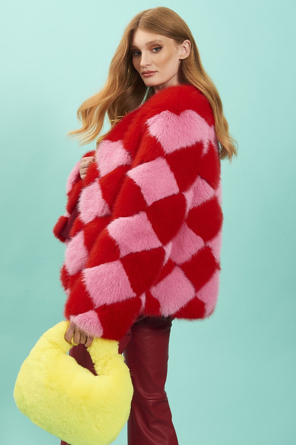 Avril - Faux Fur Diamond Coat - Shop LINNY CO