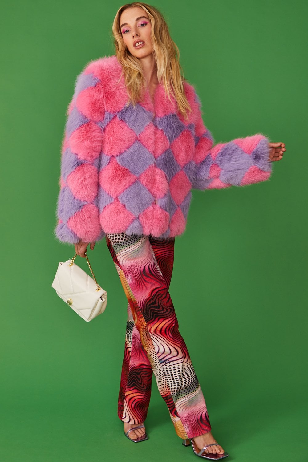 Avril - Faux Fur Diamond Coat - Shop LINNY CO