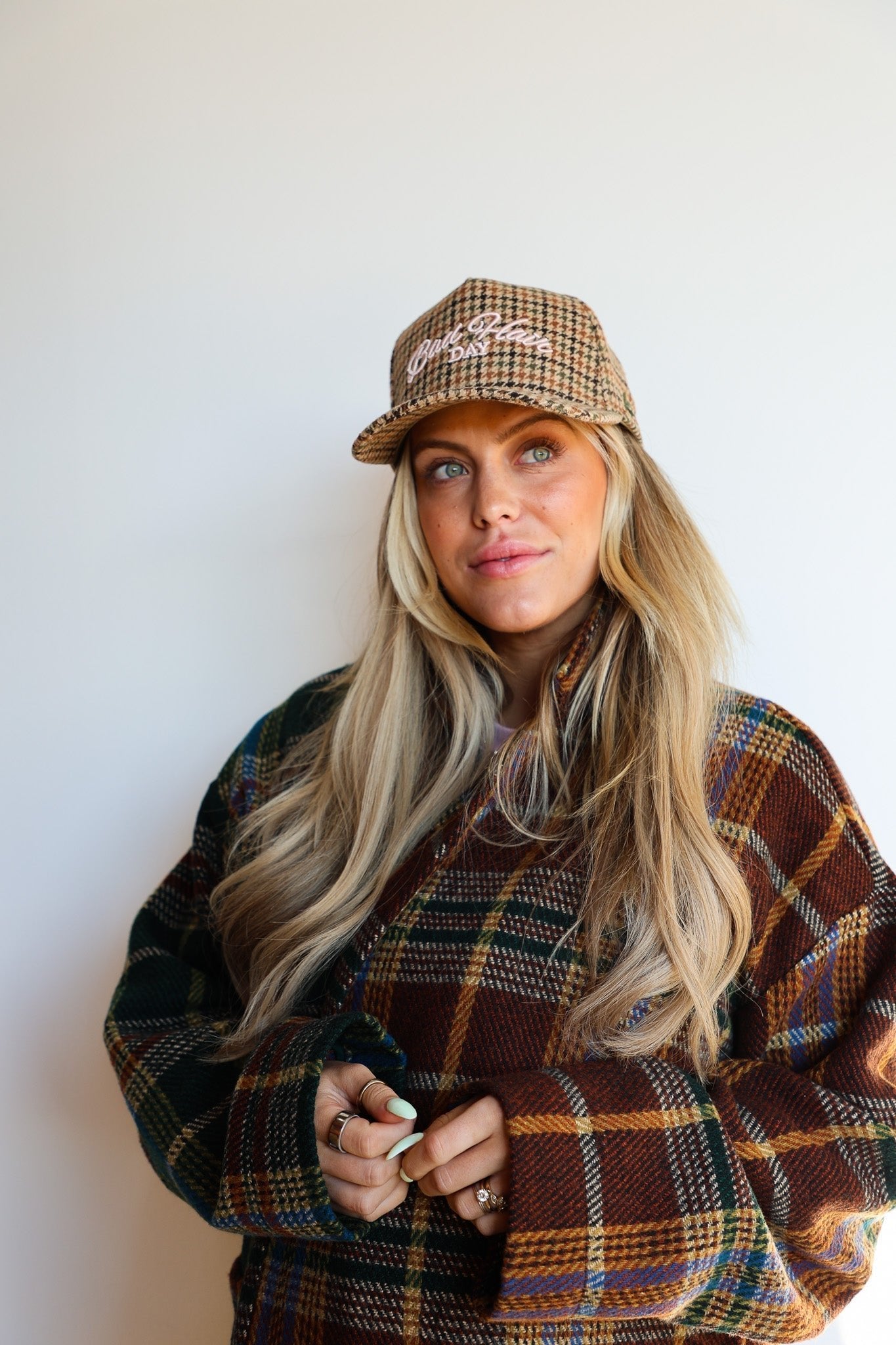 BAD HAIR DAY TWEED HOUNDSTOOTH TRUCKER HAT - Shop LINNY CO