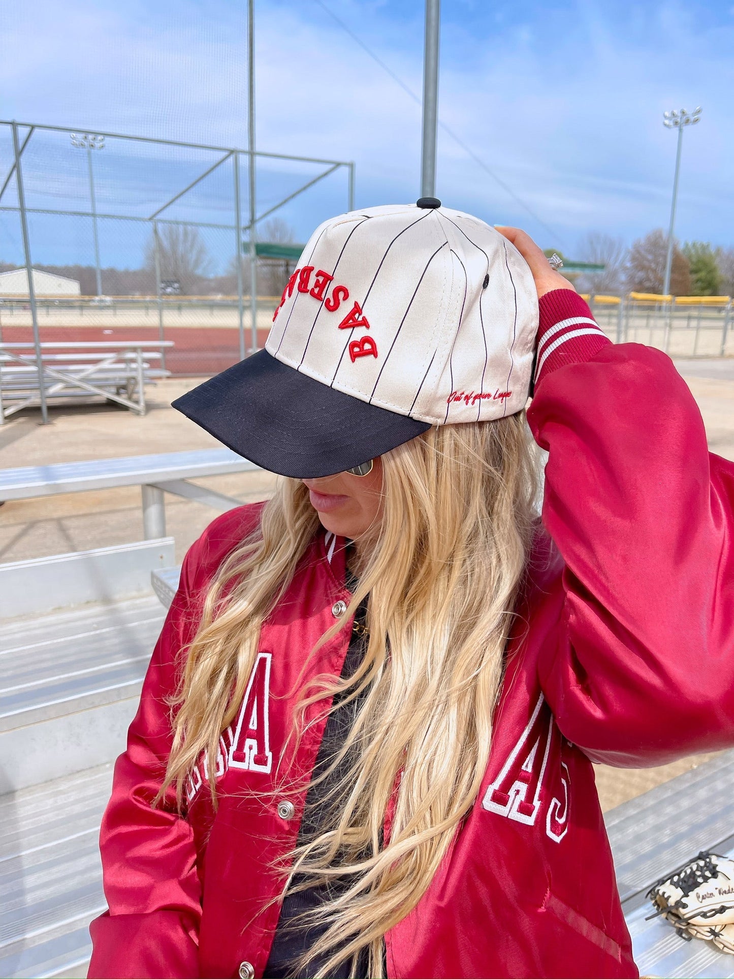 BASEBALL - Red on Black Stripe Vintage Hat - Shop LINNY CO