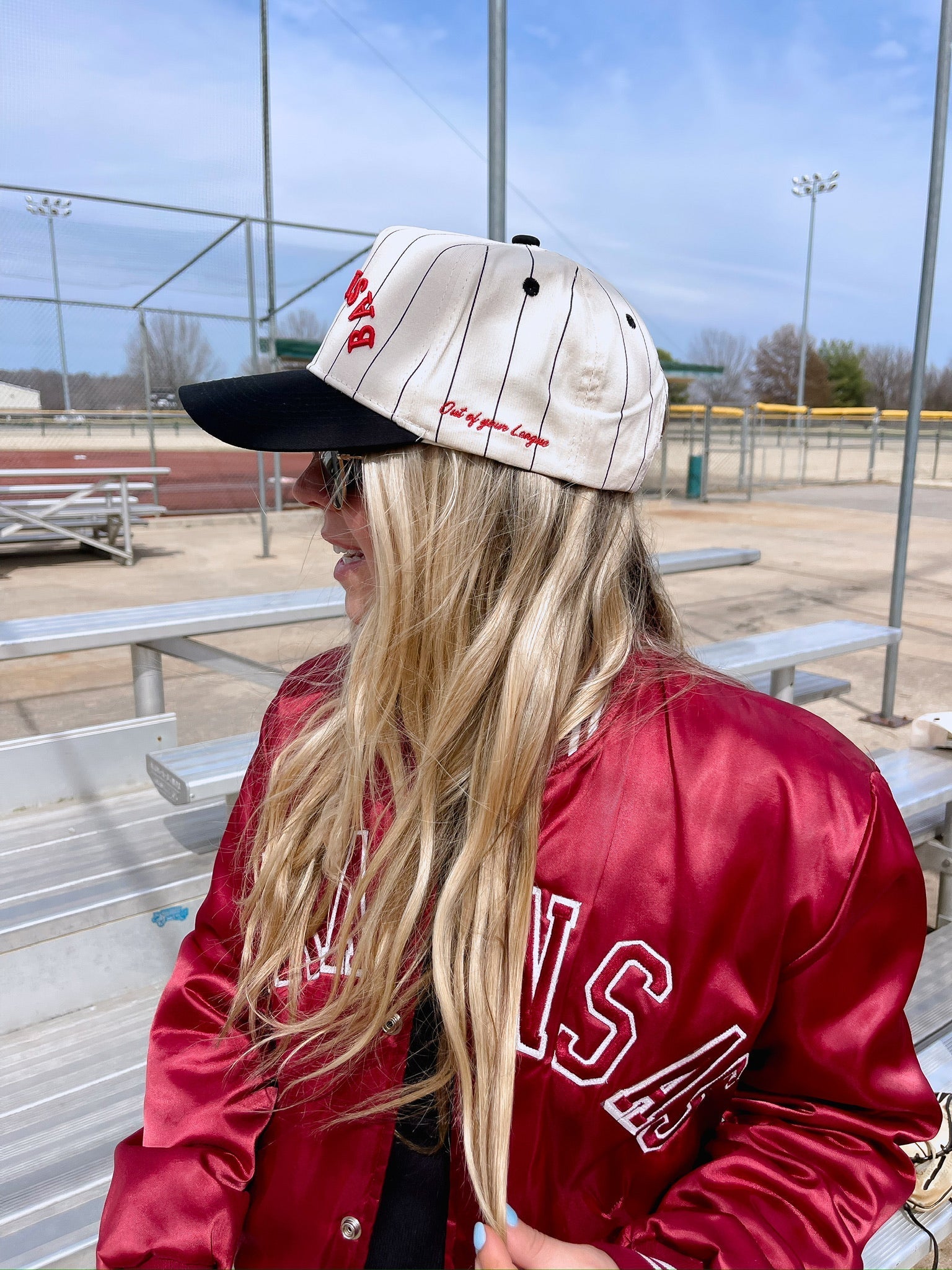 BASEBALL - Red on Black Stripe Vintage Hat - Shop LINNY CO