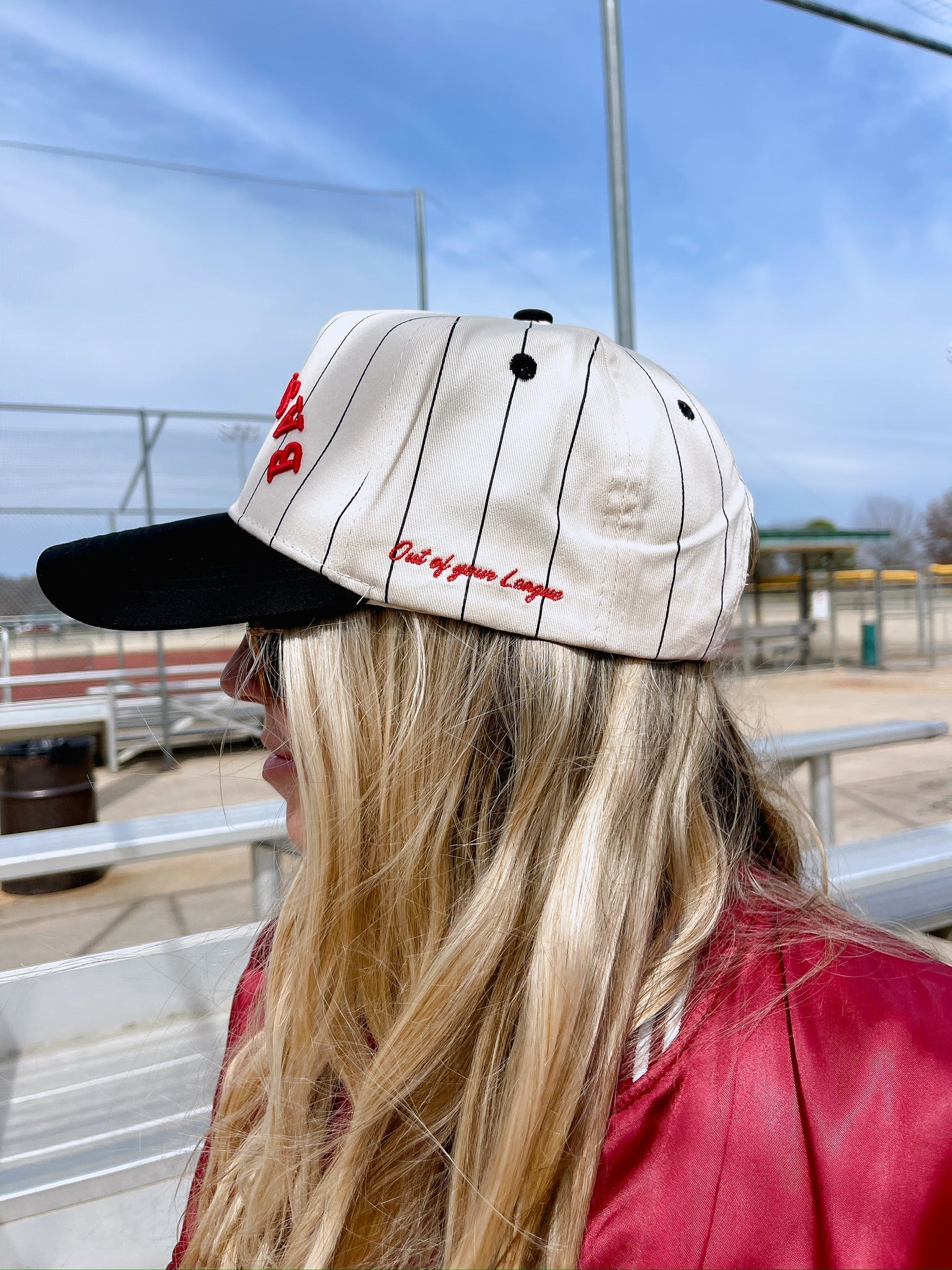 BASEBALL - Red on Black Stripe Vintage Hat - Shop LINNY CO