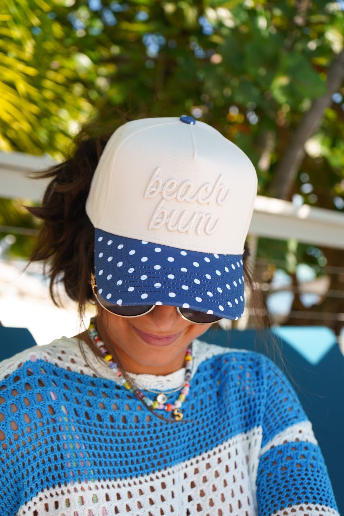 Beach Bum - Navy Polka Dot Hat - Shop LINNY CO